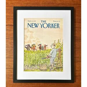 Framed 1987 New Yorker Magazine Cover Sept 21 Stevenson Horses